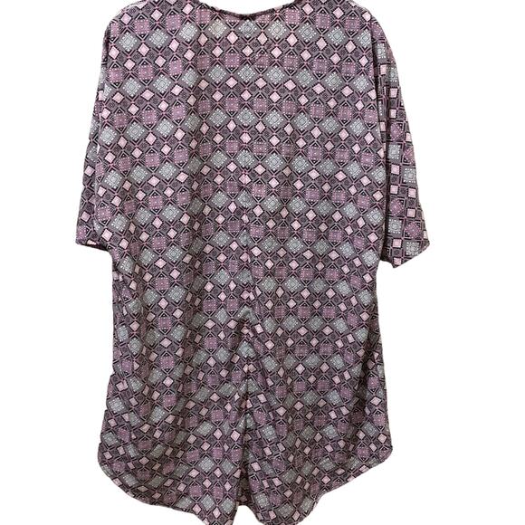 LULAROE Sz Small Women Cardigan Dolman Short Sleeves Open Front Gray Pink Print - Picture 4 of 9